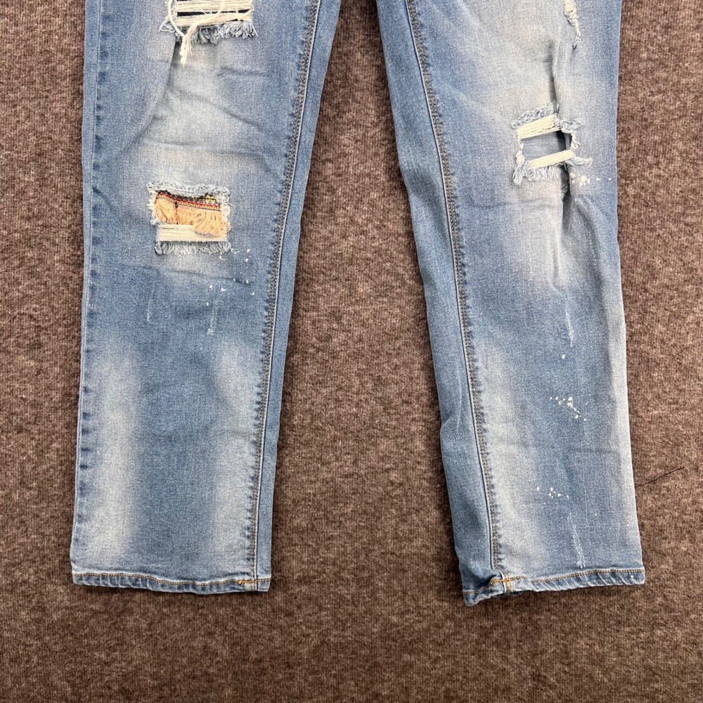 EST. 1946 Denim Womens Low Rise Straight Leg Distressed Boho Fringe Jeans Size 8 - Picture 4 of 15